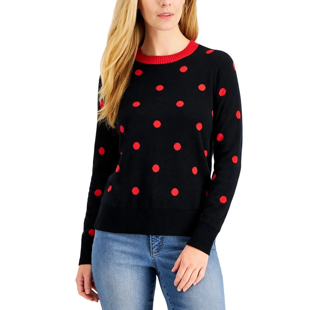 商品Charter Club|Petite Dot-Print Sweater, Created for Macy's,价格¥80,第1张图片