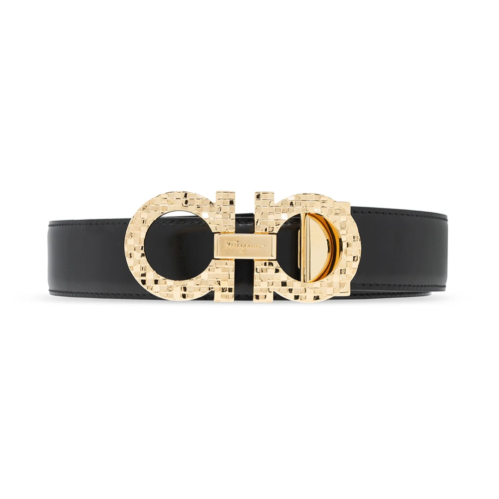 商品Salvatore Ferragamo|SALVATORE FERRAGAMO 男士黑色和海军蓝双面皮革腰带 67-0083-750180【包装随机，部分无包装盒】,价格¥2474,第1张图片