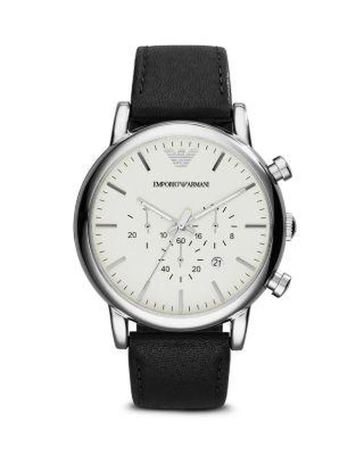 商品Armani|真皮腕带石英手表, 46mm,价格¥1272,第1张图片