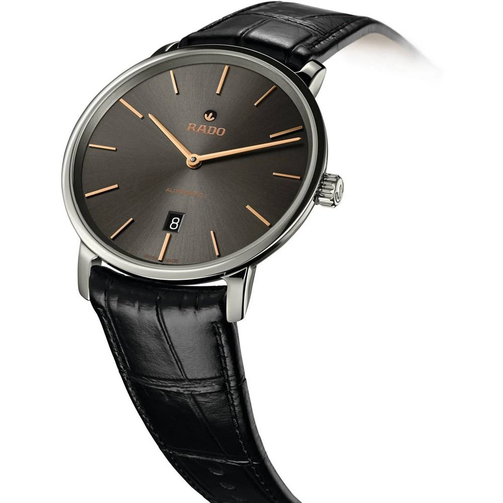 商品Rado|Men's Swiss Automatic DiaMaster Black Leather Strap Watch 41mm,价格¥16896,第3张图片详细描述