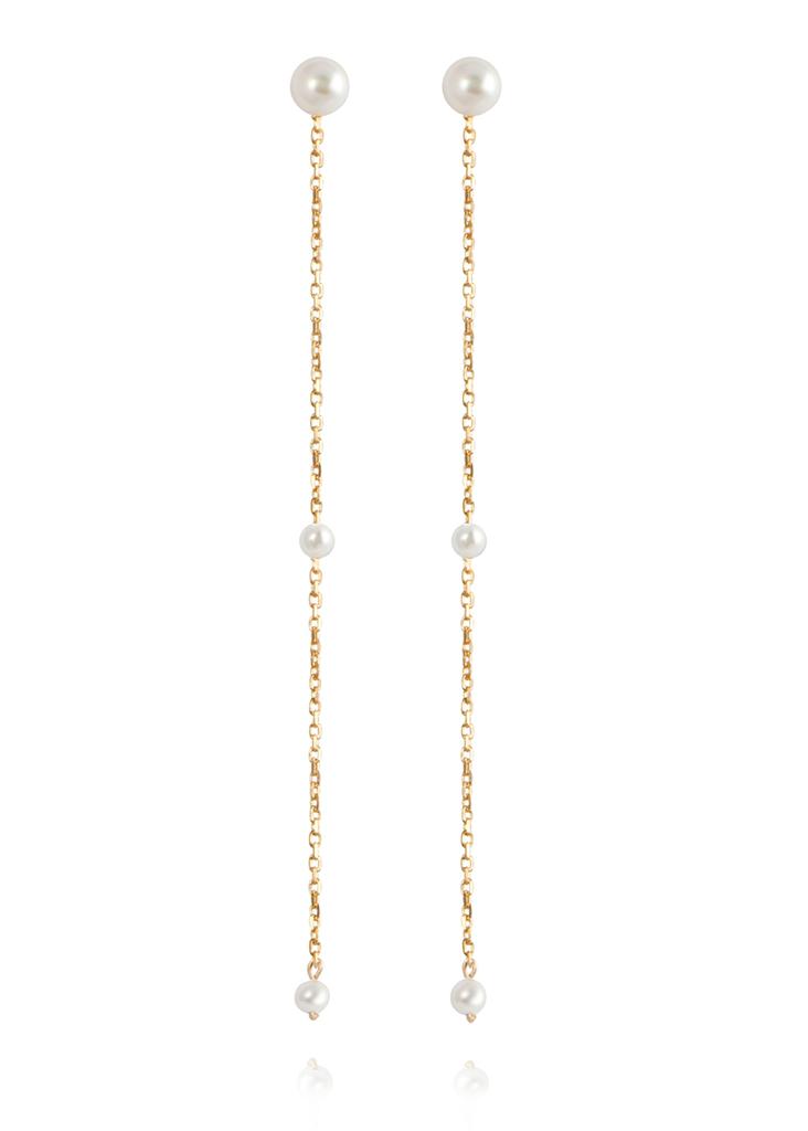 Twin pearl fountain 24k vermeil earrings商品第1张图片规格展示