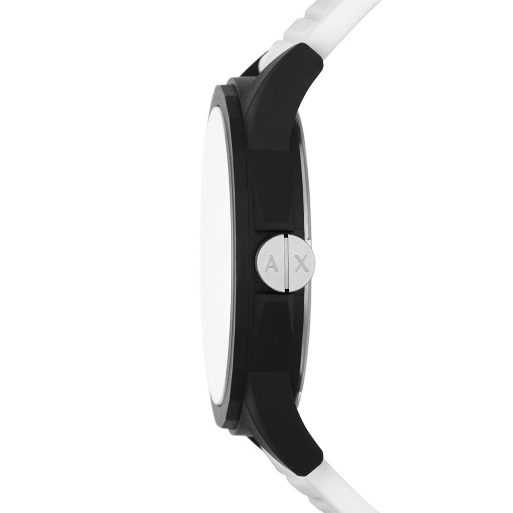 Men's Three Hand in Black Case with White Silicone Strap Watch, 44mm商品第2张图片规格展示