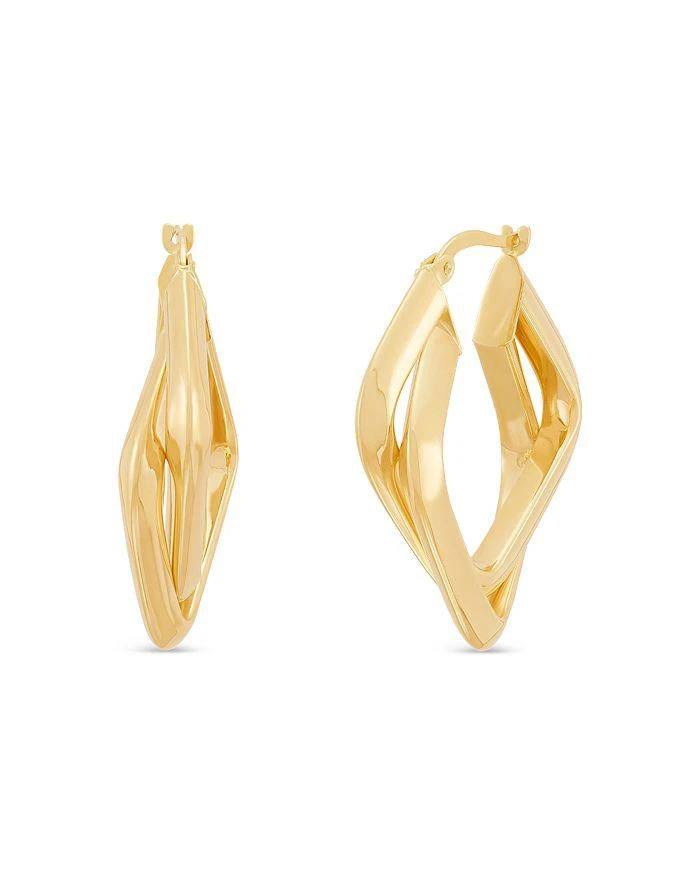 商品Bloomingdale's Fine Collection|Polished Crossover Tube Hoop Earrings in 14K Yellow Gold,价格¥19236,第4张图片详细描述