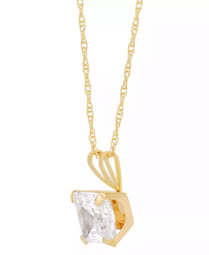 商品Macy's|Princess-Cut Cubic Zirconia Pendant Necklace in 14k Gold or White Gold,价格¥748,第3张图片详细描述