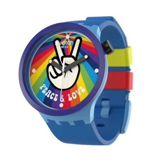 商品Swatch|Pride Peace Hand Love Quartz Men's Watch SB03N105,价格¥697,第1张图片