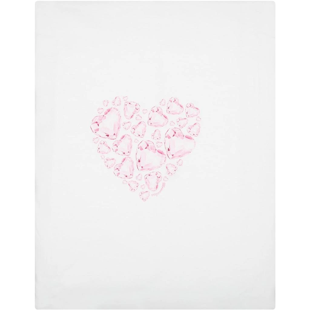商品MONNALISA|White Blanket For Baby Girl With Hearts And Logo,价格¥991,第1张图片