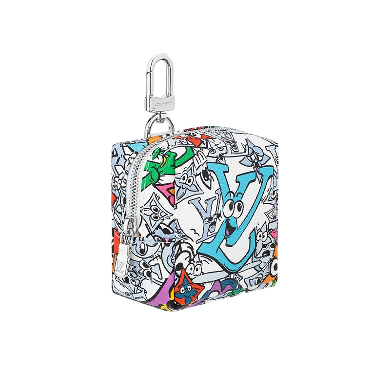 商品Louis Vuitton|【预售十天】路易威登 23新款 男士白色帆布配皮涂鸦交织字母方形钥匙包 M01049,价格¥4292,第4张图片详细描述