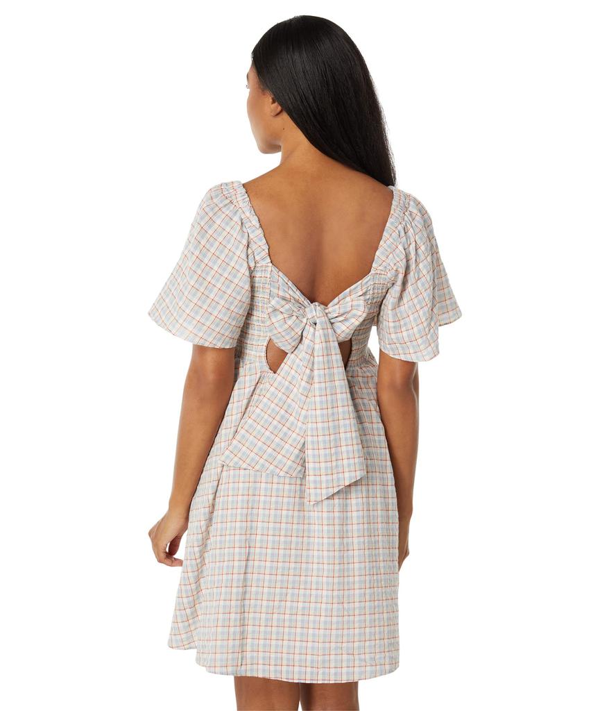 Seersucker Lucie Tie-Back Mini Dress in Plaid商品第2张图片规格展示