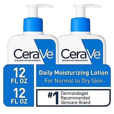 商品CeraVe|CeraVe Daily Moisturizing Lotion, Normal to Dry Skin (12 fl. oz., 2 pk.),价格¥160,第1张图片