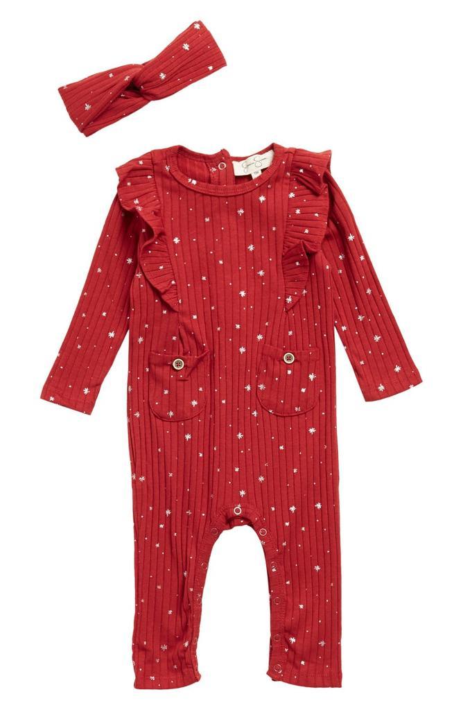 商品Jessica Simpson|Ruffle Shoulder Coverall & Headband Set,价格¥88,第1张图片