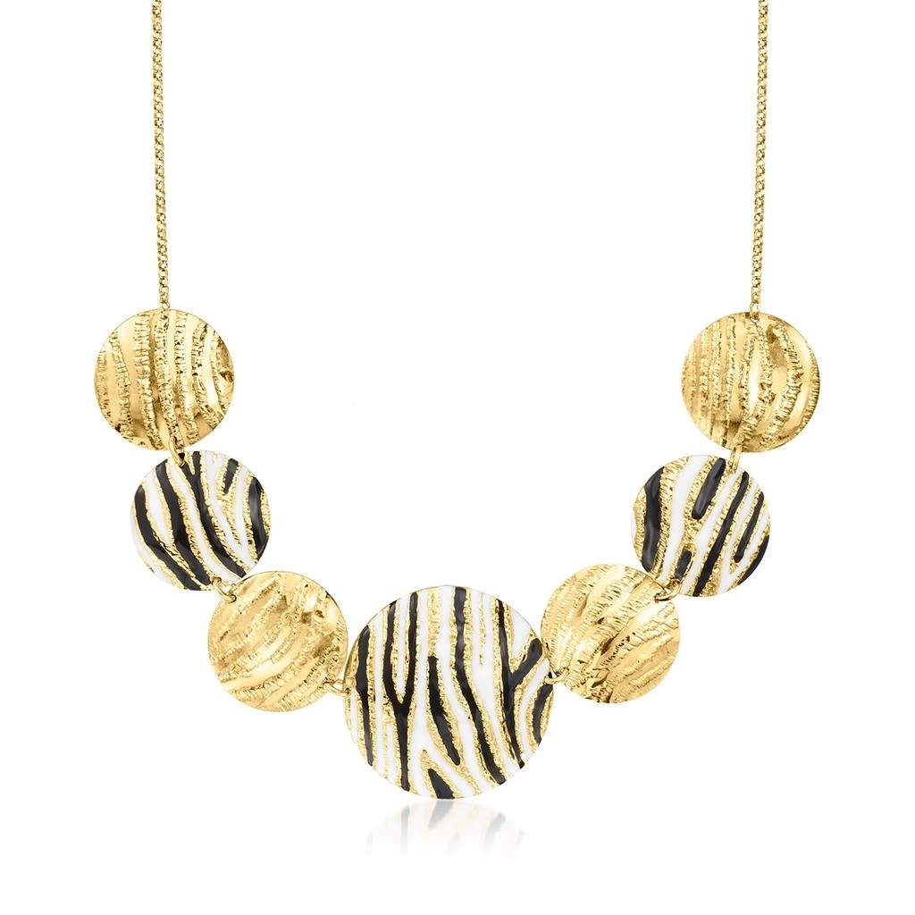 商品Ross-Simons|Ross-Simons Italian Black and White Enamel Disc Necklace in 18kt Gold Over Sterling,价格¥1662,第1张图片