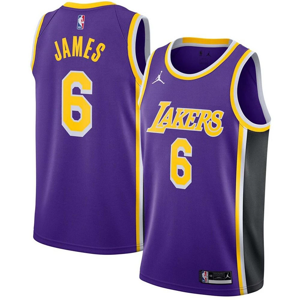 商品Jordan|Men's LeBron James Purple Los Angeles Lakers 2021/22 Swingman Player Jersey - Statement Edition,价格¥820,第1张图片