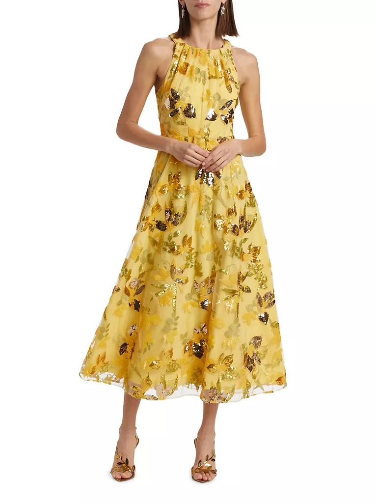 商品Badgley Mischka|Floral Sequin Belted Cocktail Dress,价格¥4464,第2张图片详细描述