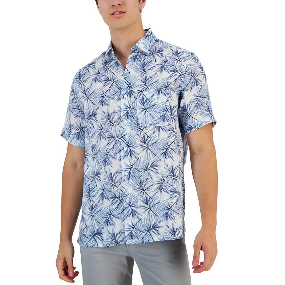 商品Club Room|Men's Classic-Fit Leaf Print 100% Linen Short-Sleeve Shirt, Created for Macy's,价格¥124,第1张图片