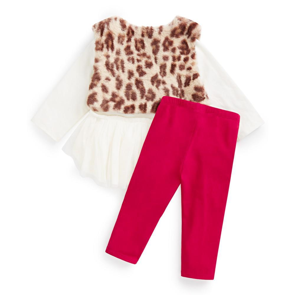 商品First Impressions|Baby Girls 3-Pc. Leopard Vest, Top & Legging Set, Created for Macy's,价格¥142,第4张图片详细描述