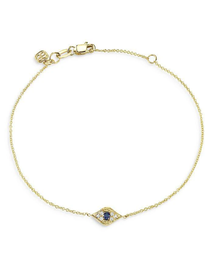 商品Sydney Evan|14K Yellow Gold Diamond Mini Evil Eye Charm Bracelet,价格¥4301,第1张图片