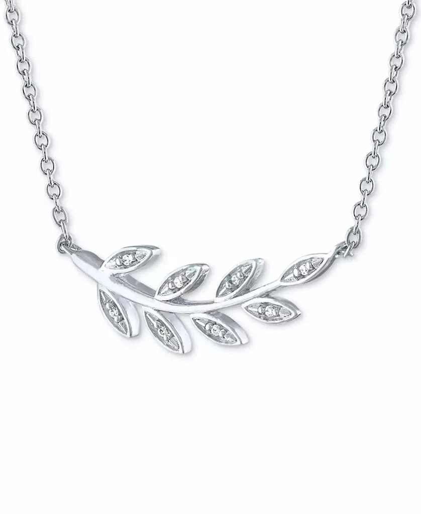 商品Macy's|Diamond Accent Olive Branch Pendant Necklace in Sterling Silver, 16" + 2" extender,价格¥758,第3张图片详细描述