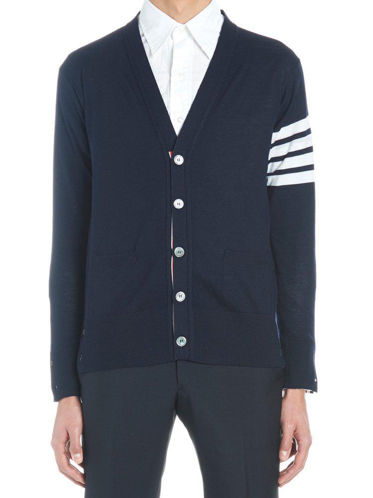 商品Thom Browne|Thom Browne 4-Bar V-Neck Cardigan,价格¥4766-¥5198,第1张图片