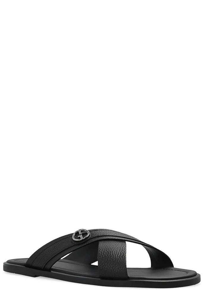 商品Giorgio Armani|Giorgio Armani Logo Plaque Crossover Strapped Sandals,价格¥3035,第2张图片详细描述