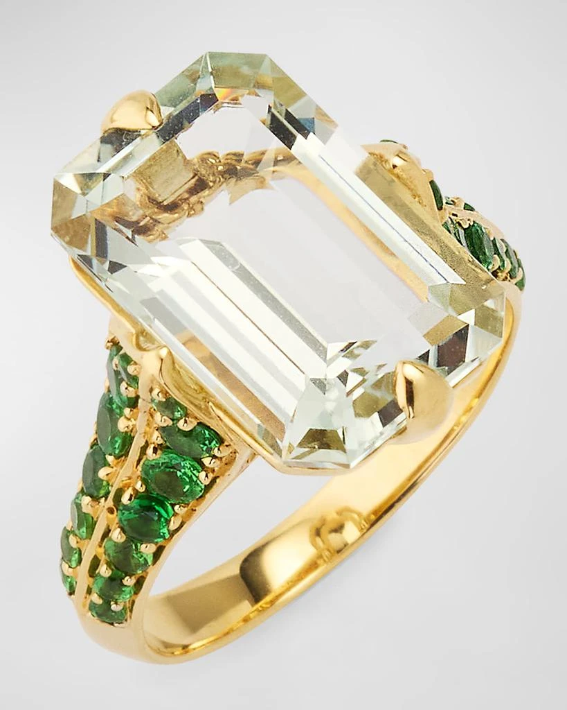 商品Goshwara|18K Rain Forest Emerald Cut Presiolite and Tsavorite Statement Ring,价格¥32426,第3张图片详细描述