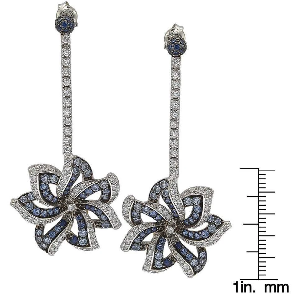 商品Suzy Levian|Sapphire and Diamond Accent in Sterling Silver Earrings,价格¥5013,第3张图片详细描述