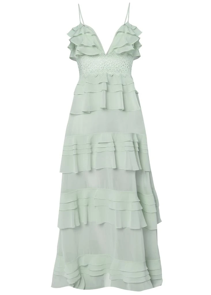 商品True Decadence|Mint plunge front tiered ruffle maxi dress,价格¥641,第1张图片