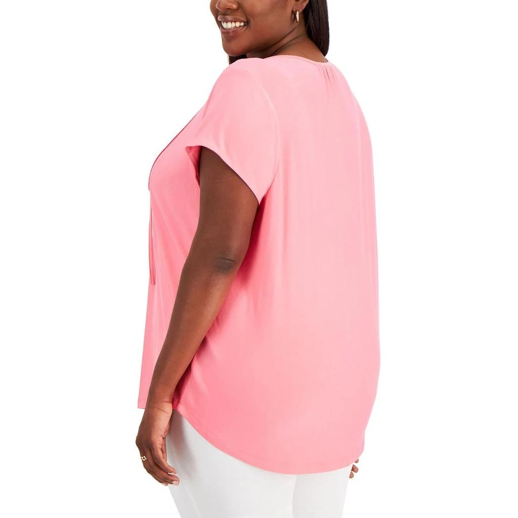 商品Tommy Hilfiger|Plus Womens Pintuck Cap Sleeve T-Shirt,价格¥133,第2张图片详细描述