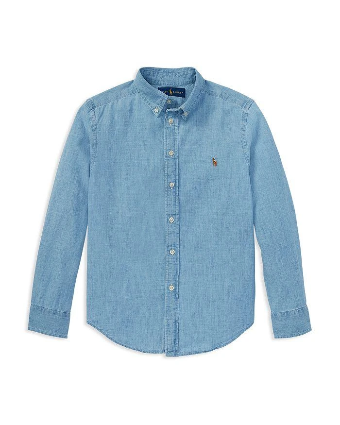 商品Ralph Lauren|Boys' Chambray Button Down Dress Shirt - Big Kid 男童衬衣,价格¥412,第2张图片详细描述