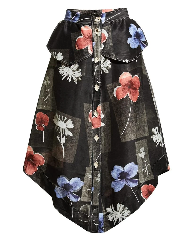 商品Ganni|Linen Floral Button-Front Midi Skirt,价格¥1023,第2张图片详细描述