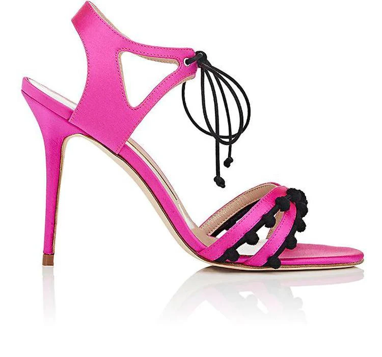 商品Manolo Blahnik|Esparra Satin Ankle-Tie Sandals,价格¥4142,第1张图片