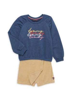 商品Tommy Hilfiger|Little Girl’s 2-Piece Sweatshirt & Corduroy Skort Set,价格¥222,第1张图片