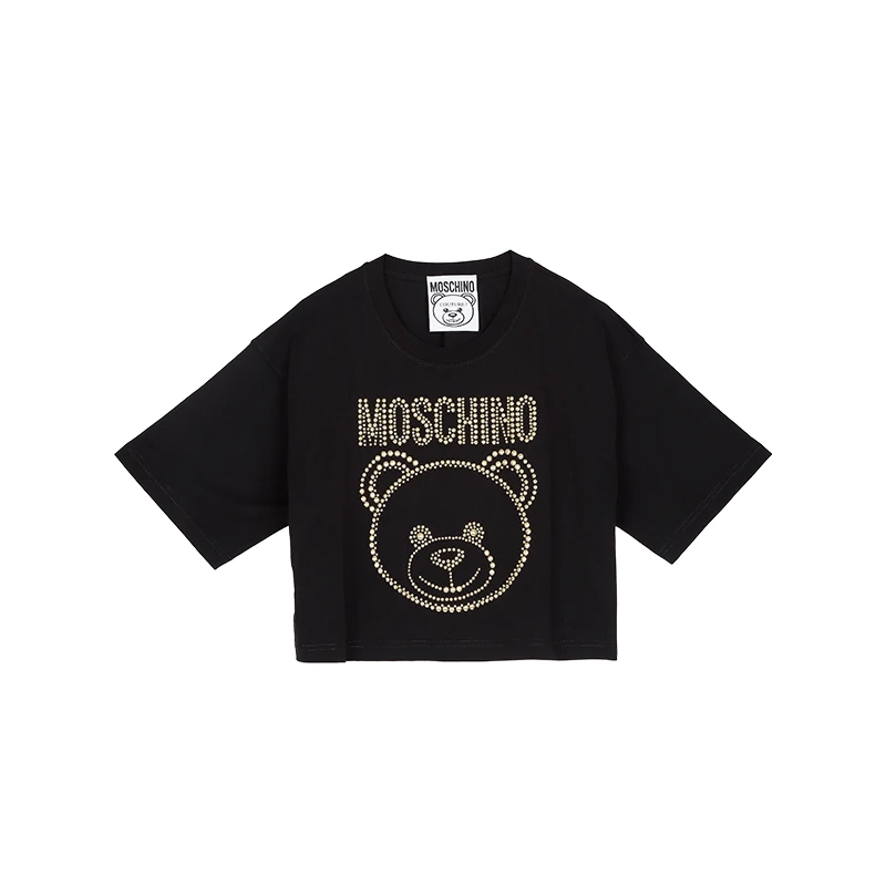 MOSCHINO/莫斯奇诺 21早秋 女士Teddy Studs弹力针织棉T恤 黑色07085540 A1555 （清仓特价） 商品