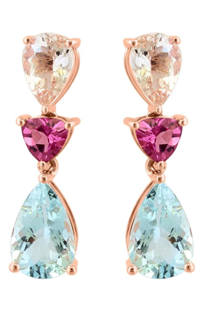 商品Effy|14K Rose Gold Pink Tourmaline, Morganite & Aquamarine Drop Earrings,价格¥5965,第1张图片