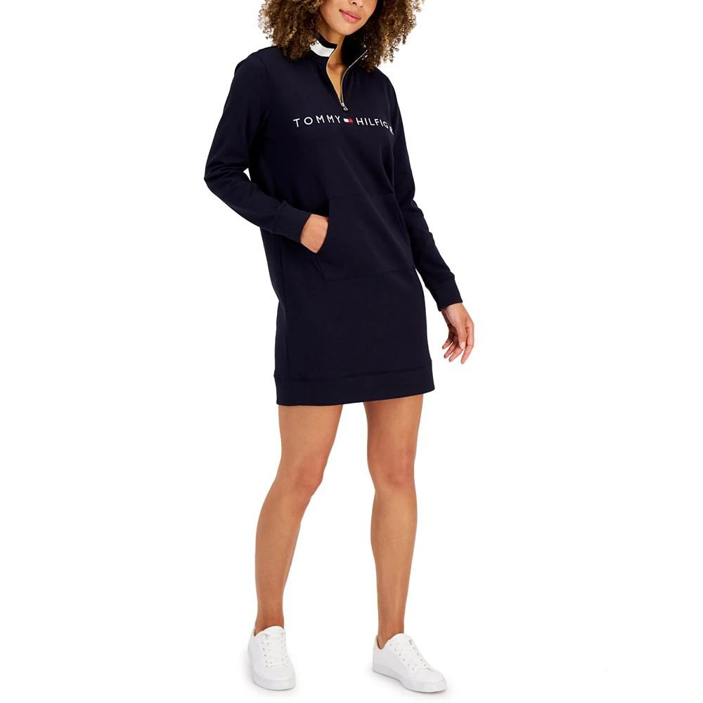 商品Tommy Hilfiger|Women's Logo Funnel-Neck Sweatshirt Dress,价格¥182,第1张图片