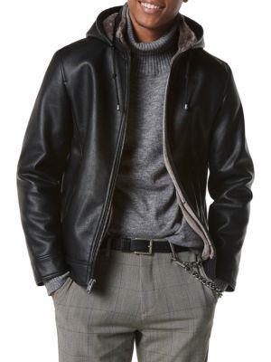 Jutland Faux Shearling-Lined Moto Jacket商品第3张图片规格展示