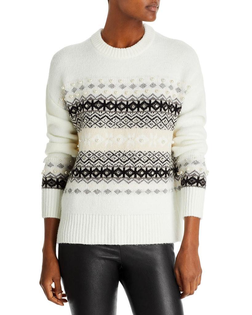 商品AQUA|Faux Pearl Fair Isle Sweater - 100% Exclusive,价格¥496,第1张图片