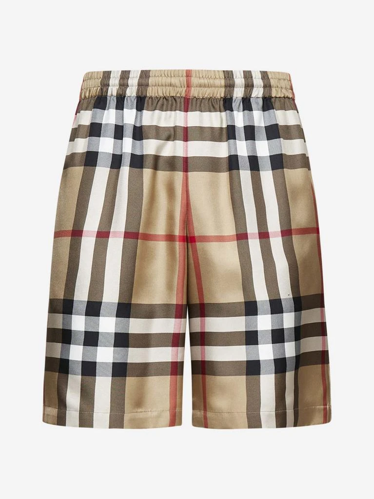 商品Burberry|Check print silk shorts,价格¥6726,第1张图片