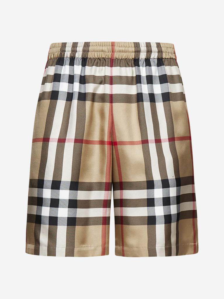 商品Burberry|Check print silk shorts,价格¥7061,第1张图片
