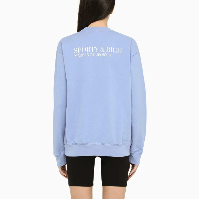 商品Sporty & Rich|Sporty & Rich Periwinkle crew neck sweatshirt with logo,价格¥1163,第3张图片详细描述