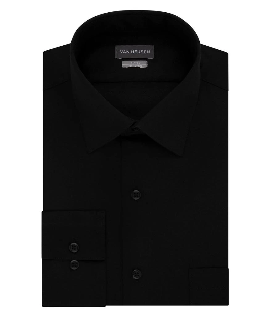 商品Van Heusen|Men's Dress Shirts Fitted Lux Sateen Stretch Solid Spread Collar,价格¥211,第1张图片