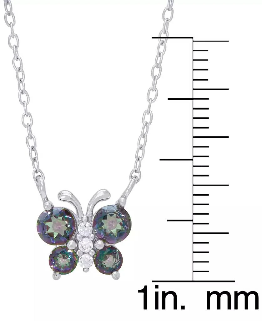 商品Macy's|Rainbow Quartz (3/8 ct. t.w.) & Lab-Grown White Sapphire (1/20 ct. t.w.) Butterfly 18" Pendant Necklace in Sterling Silver,价格¥147,第3张图片详细描述