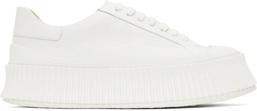 商品Jil Sander|White Leather Platform Sneakers,价格¥5092,第1张图片