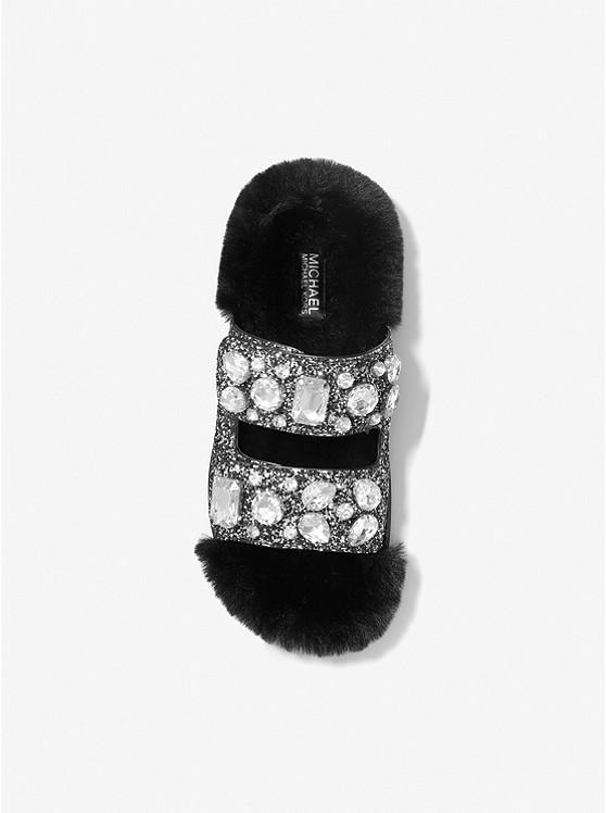 Stark Embellished Glitter and Faux Fur Slide Sandal商品第3张图片规格展示