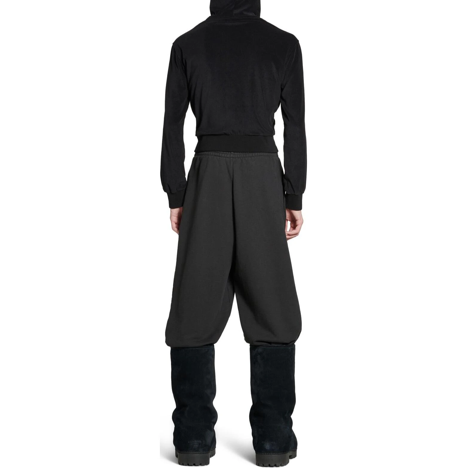 商品[国内直发] Balenciaga|巴黎世家 FW24 Logo印花松紧腰直筒针织运动裤 宽松版型 男女同款 黑色,价格¥6365,第5张图片详细描述
