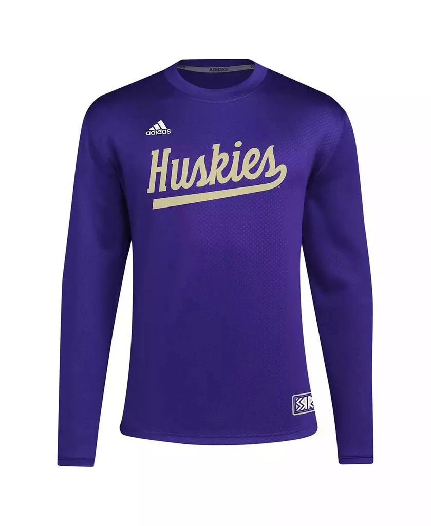 商品Adidas|Men's Purple Washington Huskies Reverse Retro Baseball Script Pullover Sweatshirt,价格¥593,第3张图片详细描述