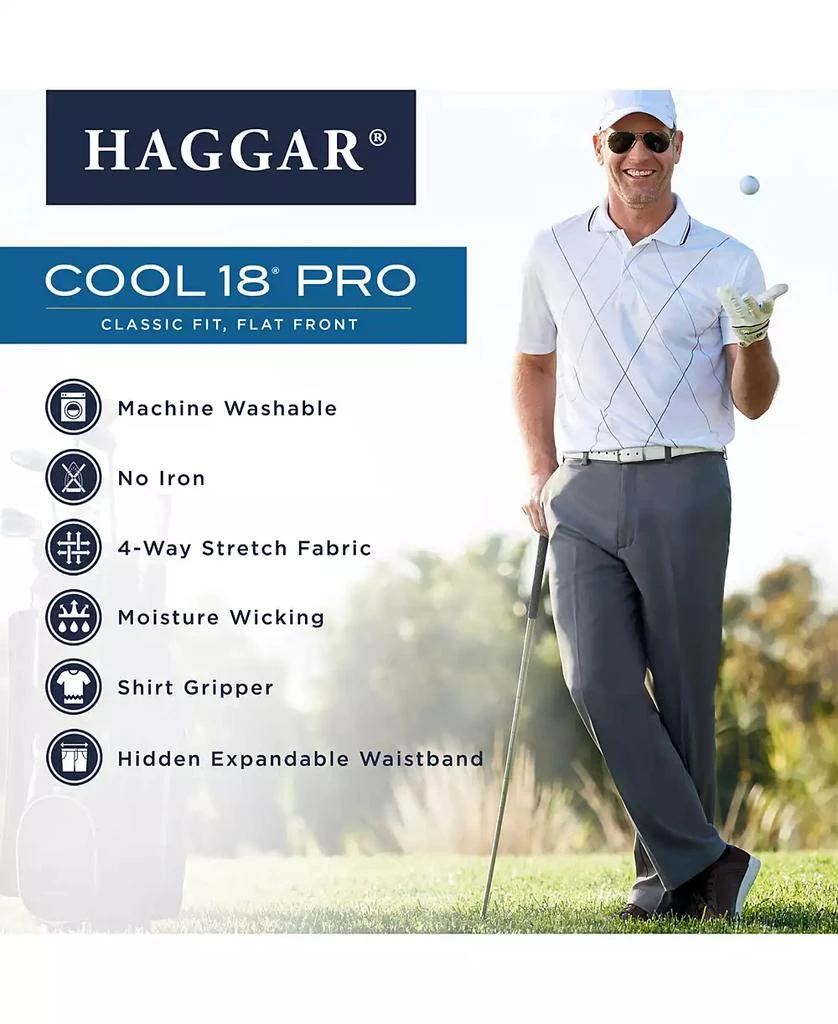 商品Haggar|Men's Cool 18 PRO® Classic-Fit Expandable Waist Flat Front Stretch Dress Pants,价格¥334,第4张图片详细描述