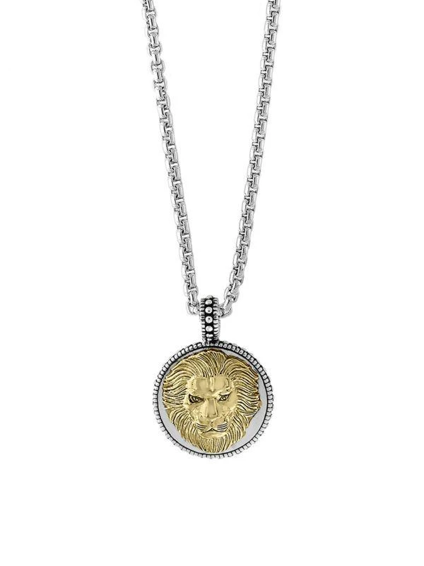 商品Effy|Gento Sterling Silver & Gold-Plated Sterling Silver Lion Pendant Necklace,价格¥1234,第1张图片