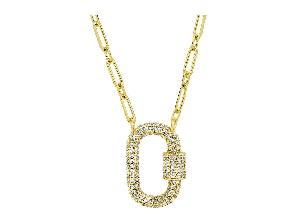 商品Sterling Forever|Pave CZ Carabiner Lock Necklace,价格¥482,第1张图片