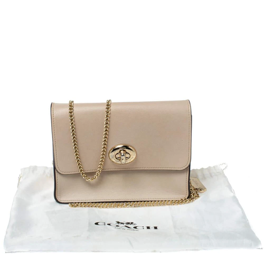 Coach Cream White Leather Turnlock Small Chain Crossbody Bag 商品