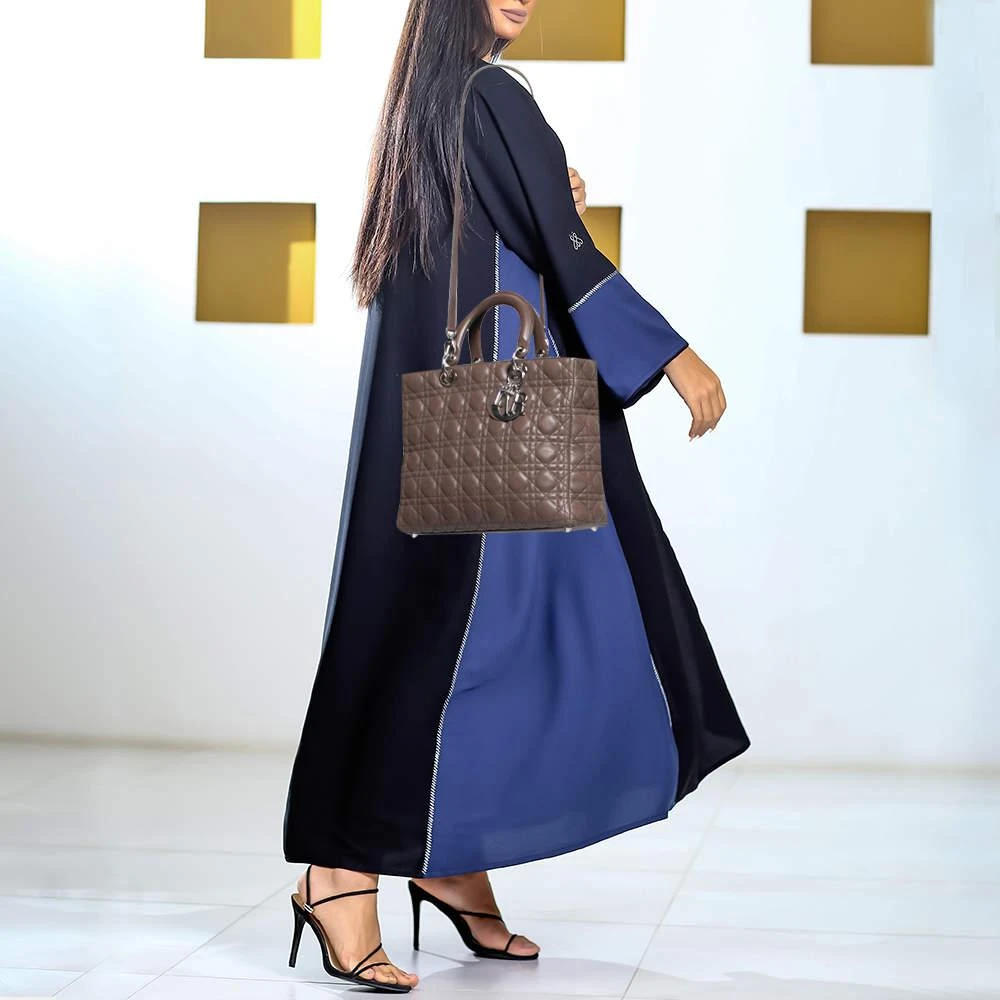 商品[二手商品] Dior|Dior Brown Cannage Leather Large Lady Dior Tote,价格¥12823,第2张图片详细描述